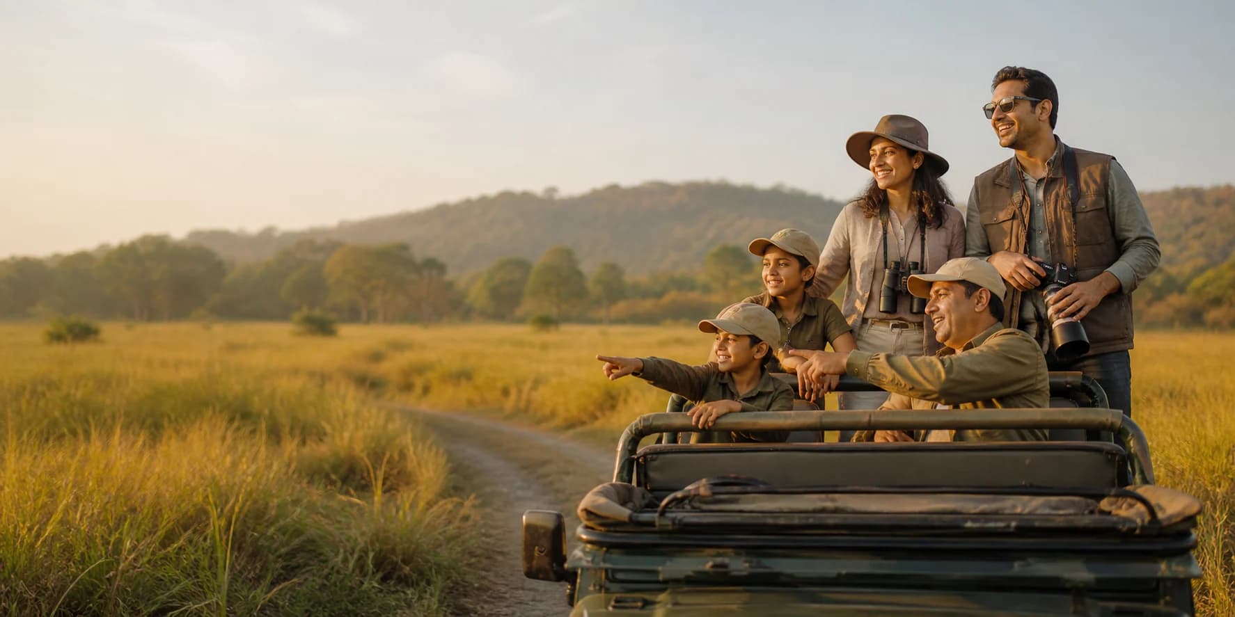A family enjoying a wildlife trip